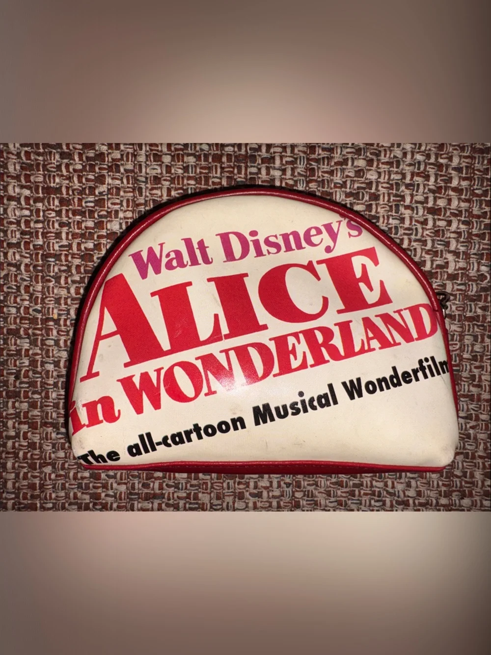 Disney Alice in Wonderland Zippered Pouch-Red and Cream